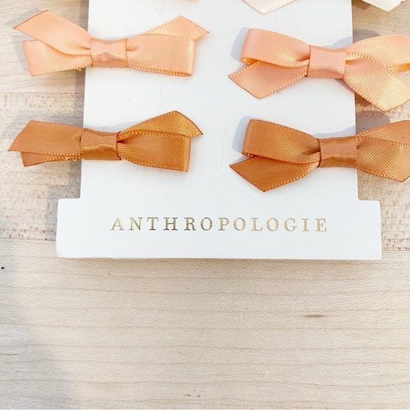 ANTHROPOLOGIE Small Silky Bow Hair Clips Set of 8 NWT Neutrals - Picture 2 of 4